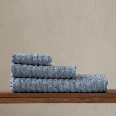 Terry towel Pasionaria "Wave", 450 gr, size 70x140 cm, gray-blue color-1