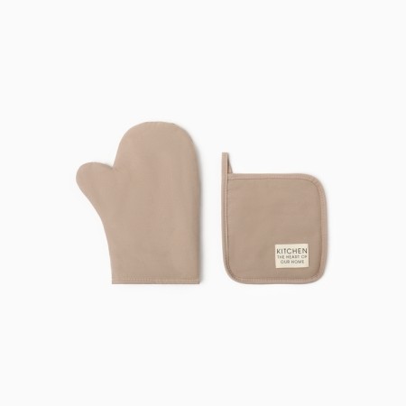 Kitchen kitchen kit, beige color, mittens of 18x29 cm, 19x19 cm tack-1