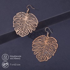 Monster metal earrings leaflet, color pink gold