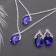 Set 2 objects: earrings, “jacqueline” necklace, oval, white-blue color in silver, 45 cm