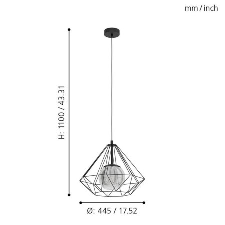 Suspension Vernham, 1x40W E27-2