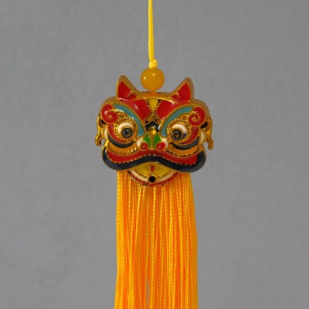 Textile suspension, plastic "Chinese lion" yellow 2x4x14 cm-2