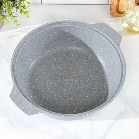 Frying, 3 l, d = 30 cm, h = 9 cm, glass cover, anti-stick coating, color light gray-3