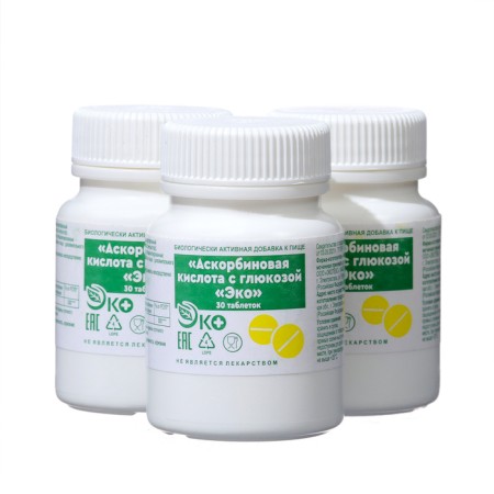 Ascorbic acid with glucose ecotex, 3 pcs of 30 tablets