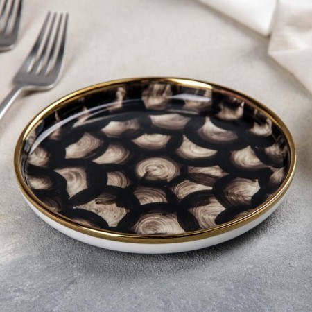 Board ceramic cake Black Style, D = 15 cm, black color-1