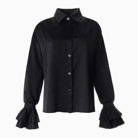 Women's silk blouse with mists mist, size 48, black-6