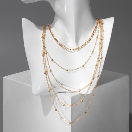 Class "chain" classic with beads, multi -tier, gold color,-2