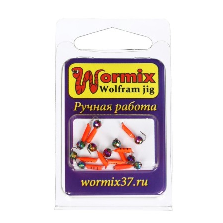 Mormyshka column with faceted ball "chameleon" (red), weight 0.3 g, size 1.5-1