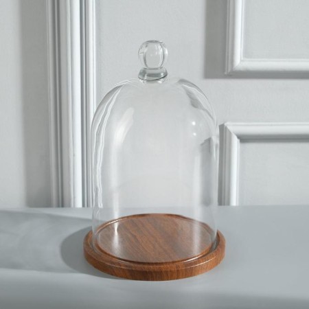 Glass dome-redflower with a ball on the stand "Rodrik", 24x15 cm, glass, brown-2