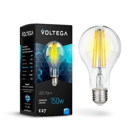 VOLTEGA 7103, 15W, 7x7x11 cm lamp, E27, 1550LM, 4000K, transparent color
