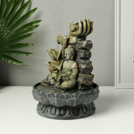 The desktop fountain from the Buddha with Flower Waterfall network is gray 20.5x20.5x27 cm-1