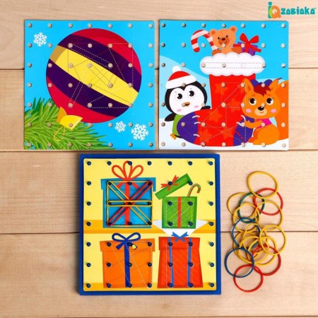 Geobord "New Year's tasks" with interchangeable pictures and rubber bands, mix