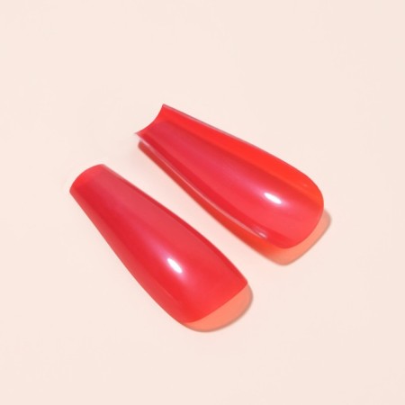 Patch nails, 24 pcs, ballerina shape, red color-3
