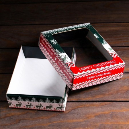 Gift box, lid is, with the Scandinavia window, 18 x 15 x 5 cm-3