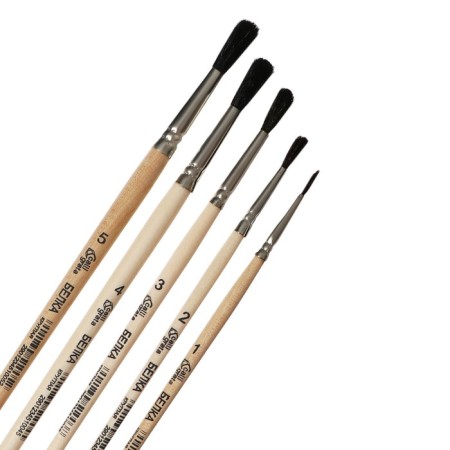 Set of protein brushes 5 pieces, calligrata No. 4 (round No.: 1, 2, 3, 4, 5), wooden handle, in the pencil case-3