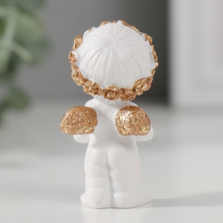 Polystone souvenir "Angel in a wreath with a heart" White with gold 5.2x2.5x2.7 cm-2