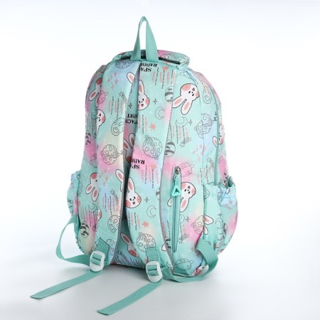 School backpack from textiles 2 of the lightning department, 4 pockets, green color-3