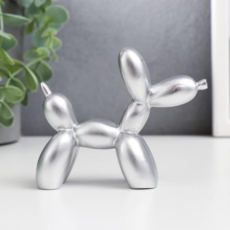Souvenir Polystone "Air Ball - Dog" silver 8x10x4 cm-3