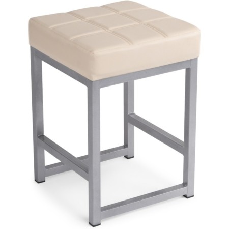 Stool Khurkroks Metal/Eco -leather, gray/beige 37x37x52 cm-1