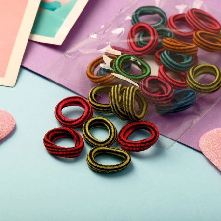 Hair elastic band “Chosenka” (set 30+-1 pcs) d-1,4 cm assorted stripes, mix