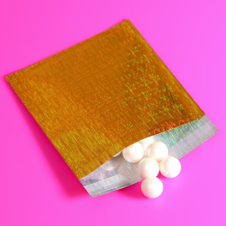 Gift holographic package with sticky tape, "starry sky", 10x10+2 cm set 5pcs-7