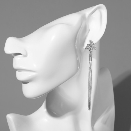 Hanging earrings with the rhinestones "Odyssey" Triangle, white color in silver-2