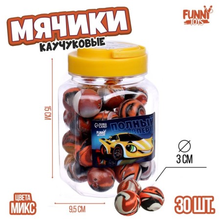 Rubber ball, jump “full forward”, in a bank, 30 pcs, mix color