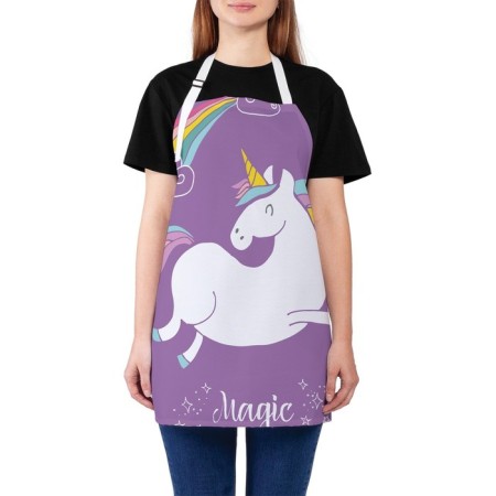 Apron of a kitchen with a photo print "Magic Unicorn", adjustable, size OS