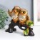 Polystone souvenir "Two gold owls on a snag" on the chest sun 8x22x17.5 cm