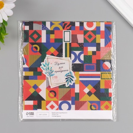 Scrapbooking paper bilateral "Color Geometry" density 180 grams set 10 pcs 15.5x17 cm 1071-5