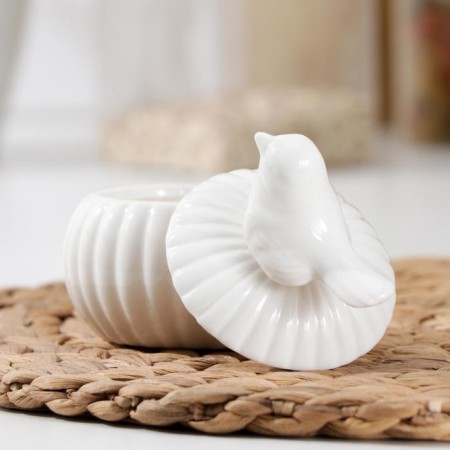 Ceramic bank for spices "Solovushka", 130 ml, white color-1
