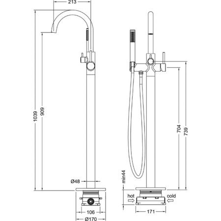 Bath mixer Timo Saona 2310/00Y-CR, floor, chrome-2