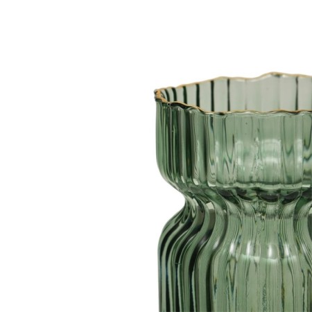 Decorative vase of embossed glass, 120 × 120 × 190 mm, green color-5