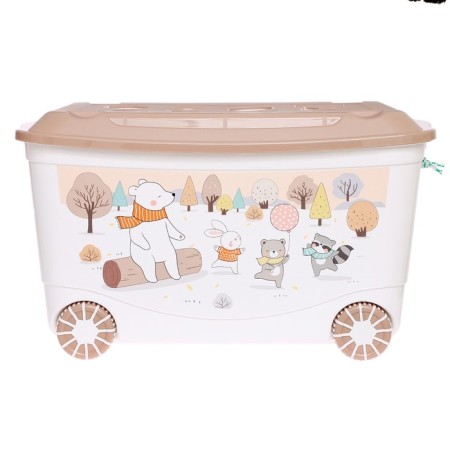Box for toys "animals on the edge", on wheels, with decor, 580 × 390 × 335 mm-1