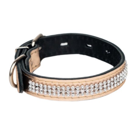 Belly leather two-layer leather with rhinestones, width 2 cm, Osh 23-33 cm, pink-1