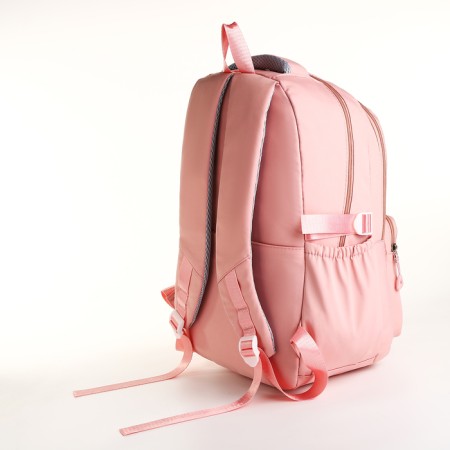 School backpack from textiles on lightning, 7 pockets, pink color-3