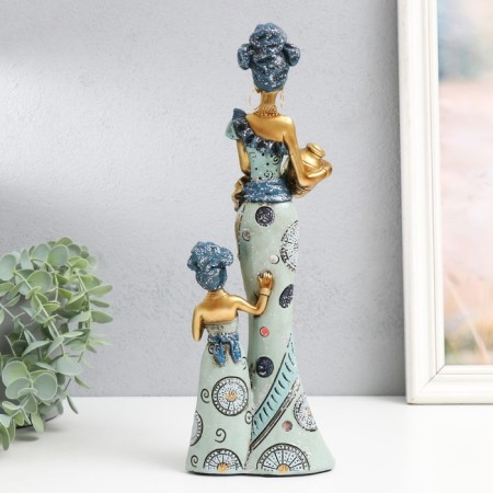 Souvenir Polystone "Mom and Daughter" blue-blue 10.5x7x31 cm-2