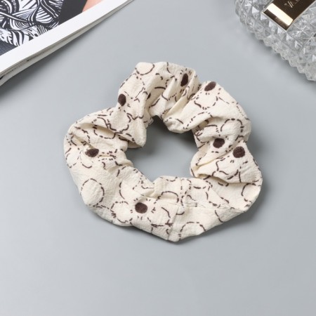 Hair gum "Orbit" Flowers style, 10 cm, brown-beige-1