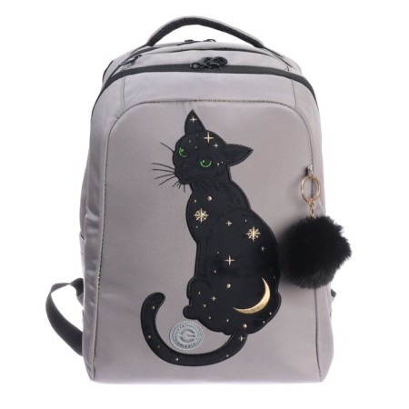 School backpack, 39 x 26 x 17 cm, Grizzly, ergonomic back, gray-2