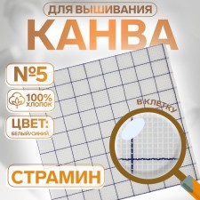 Canvas Strashin for embroidery, in a cage, No. 5, 48 × 48 cm, white/blue color