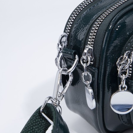 Bag Cross-Bodi with a zipper, green color-4