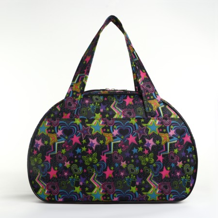 Road bag with zipper, external pocket, black color/multi -colored-1