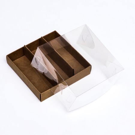 Confectionery box folding under 3 eclairs, craft, 13.5x13.5x7cm-3