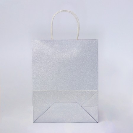 Gift Paper Package with glitter silver, 21 x 11 x 27 cm-1