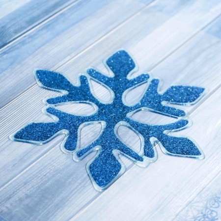 Glass sticker "Blue Snowflake" shine 10x12 cm, blue-1