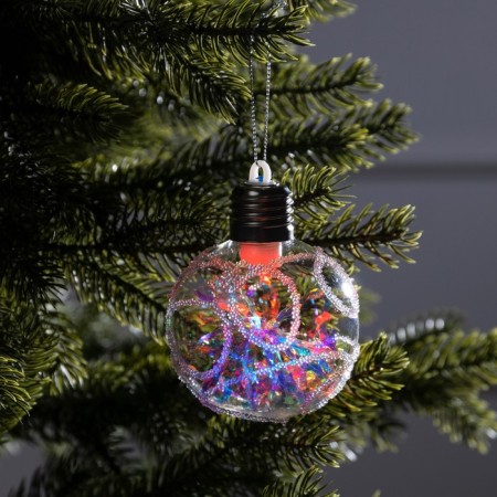 Fir -tree ball "Frosty pattern", batteries, 1 LED, glow warm white-2