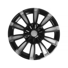 Wheel caps R14 Tornado, silver-black carbon