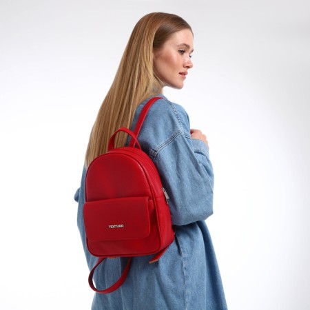 Women's backpack city, Textura, red color-8