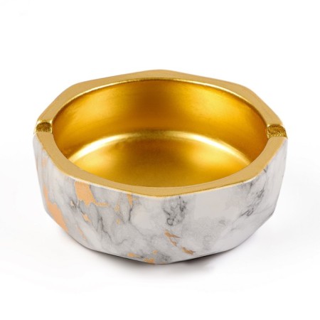 Ash "marble", 11.5 x 4.5 cm, ceramics, white gold-1