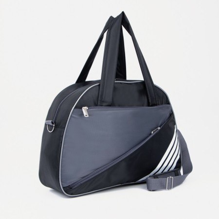 Sports bag with lightning, without lining, external pocket, black/gray color